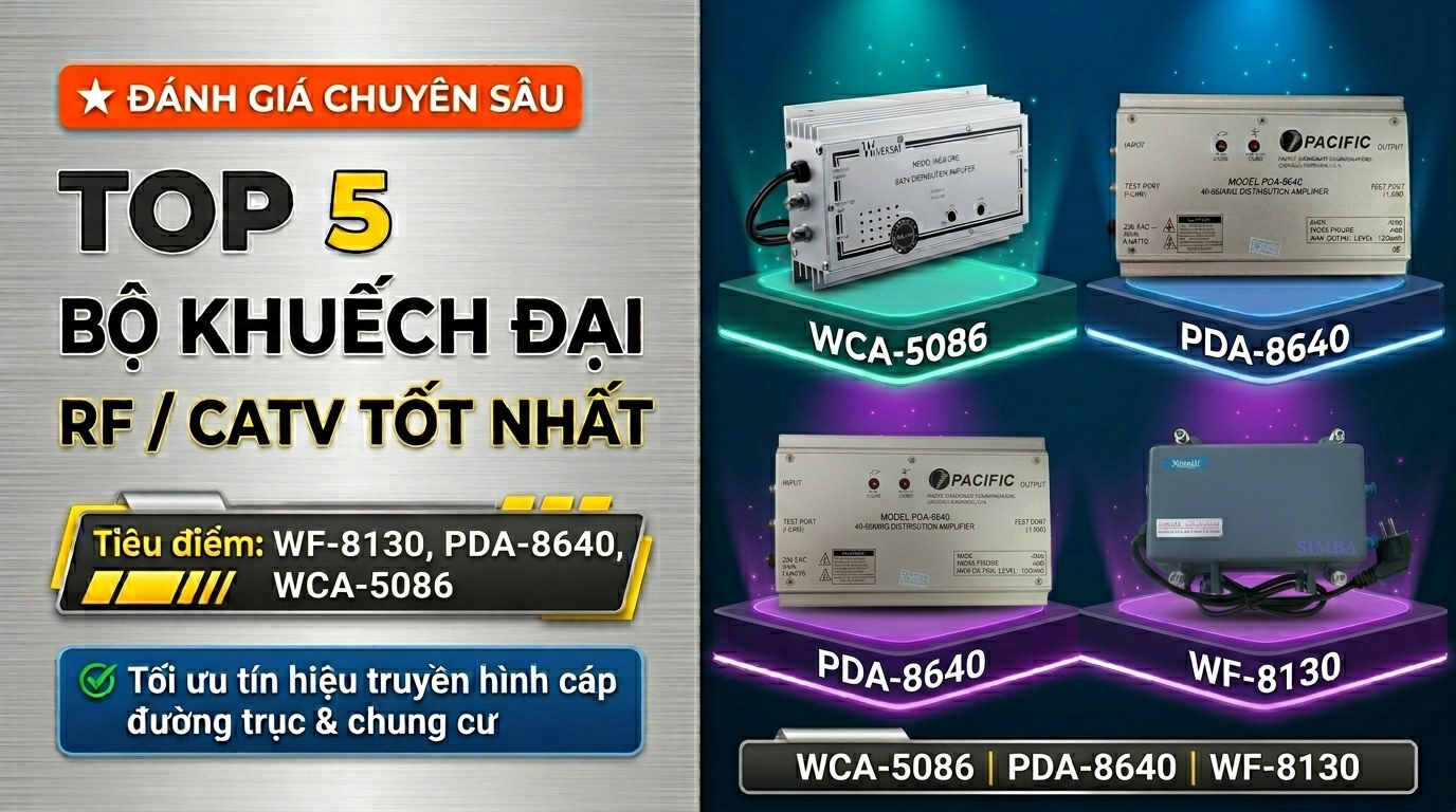 Đánh Giá Top 5 Bộ Khuếch Đại Tín Hiệu RF/CATV Tốt Nhất: WIA-860I, WCA-5086, WF-8130, PDA-8640, DA-20