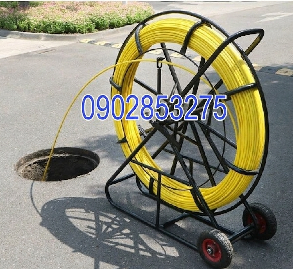 Cuộn ghi kéo cáp ngầm sợi thủy tinh phi 8mm x 100m có bánh xe